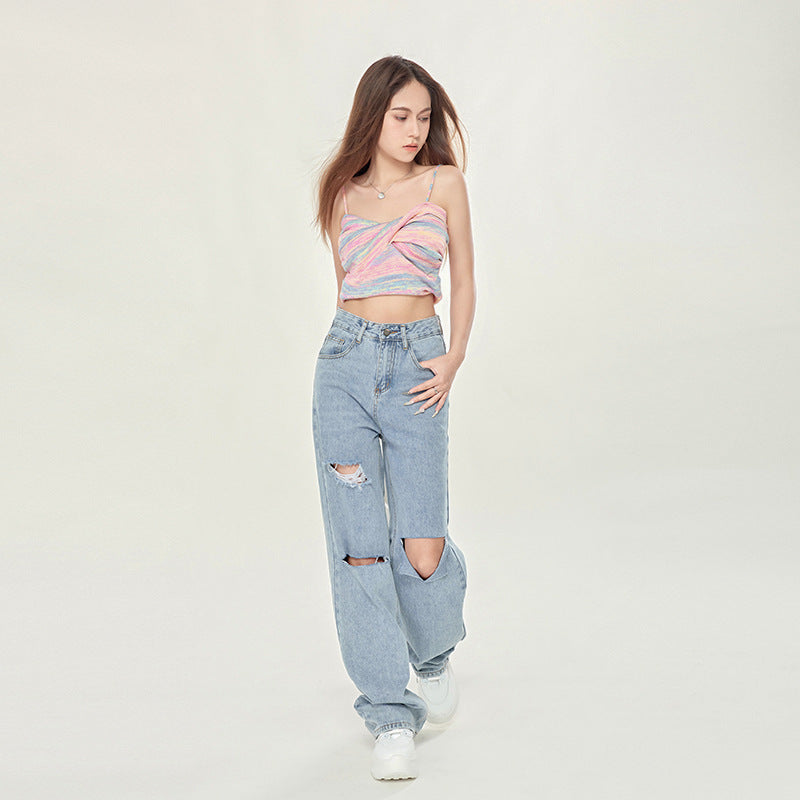 SkyRipped Wide-Leg Jeans