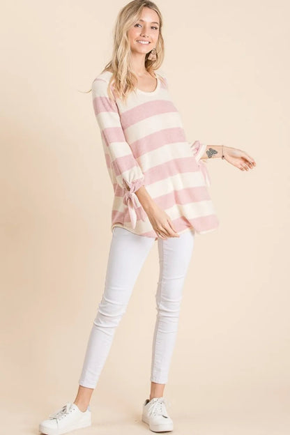 RibbonStripe Hacci Top