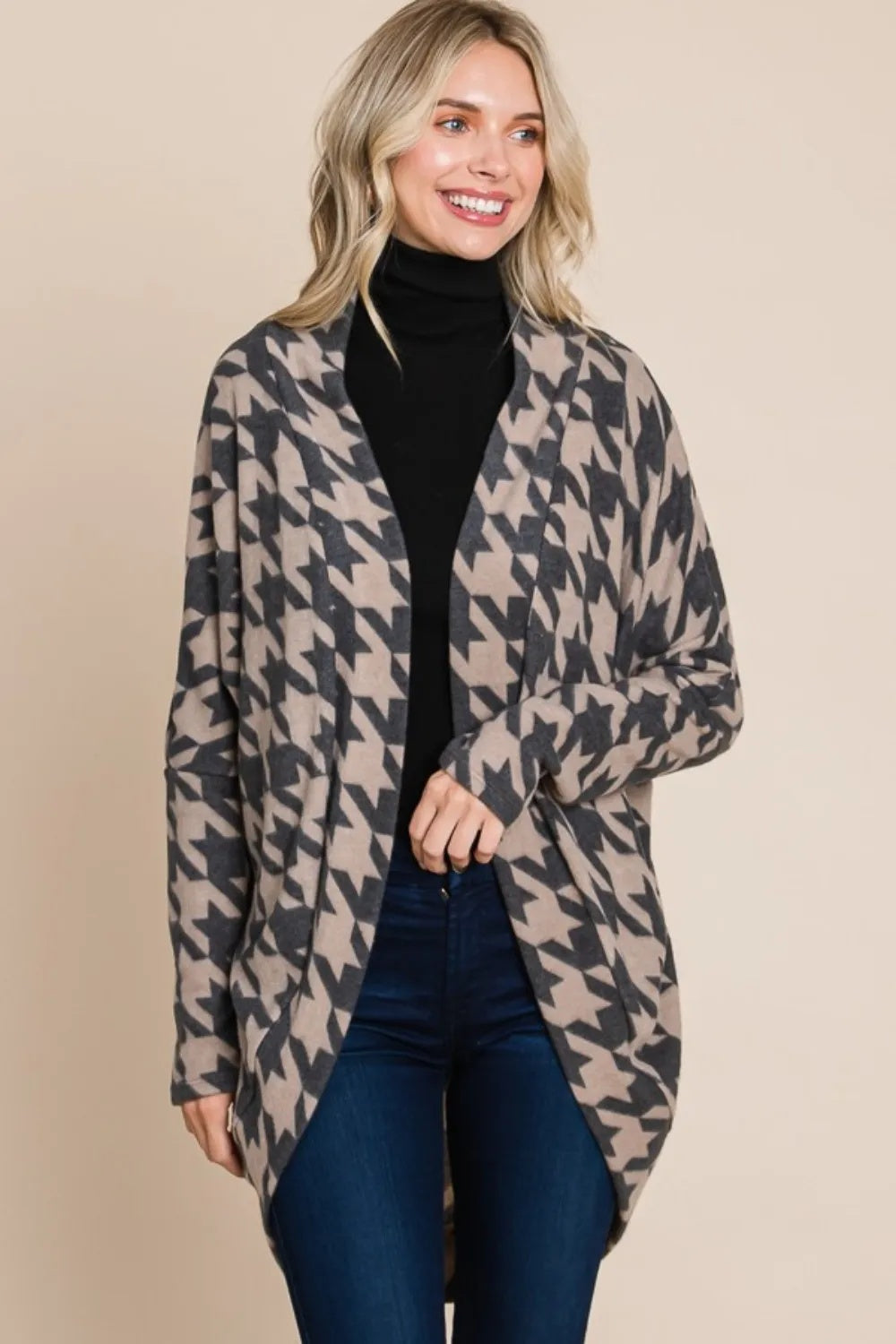 Houndstooth Knit Cardigan