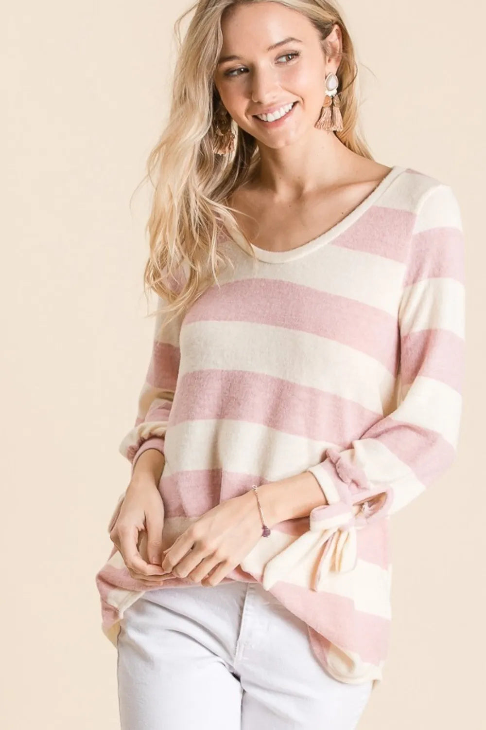 RibbonStripe Hacci Top