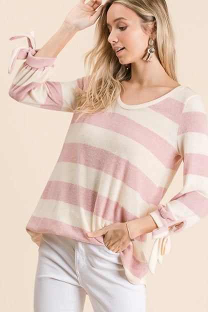 RibbonStripe Hacci Top