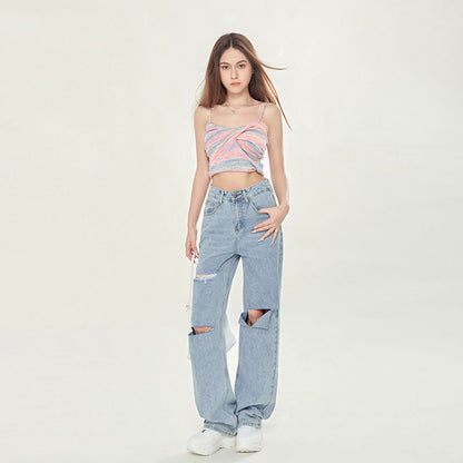 SkyRipped Wide-Leg Jeans