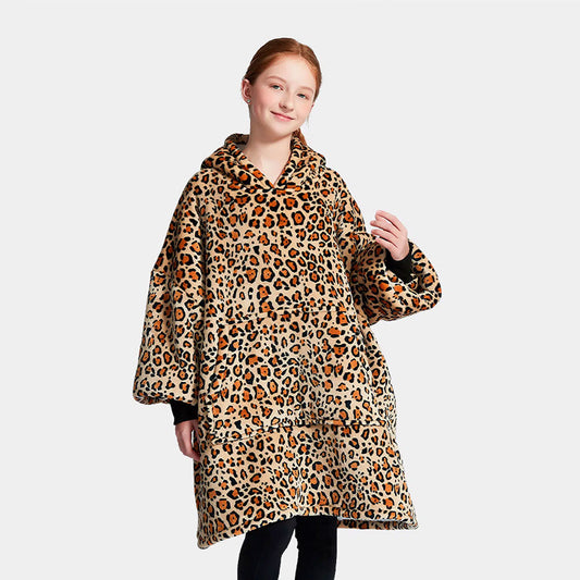 Leopard Kids Blanket Hoodie