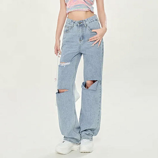 SkyRipped Wide-Leg Jeans