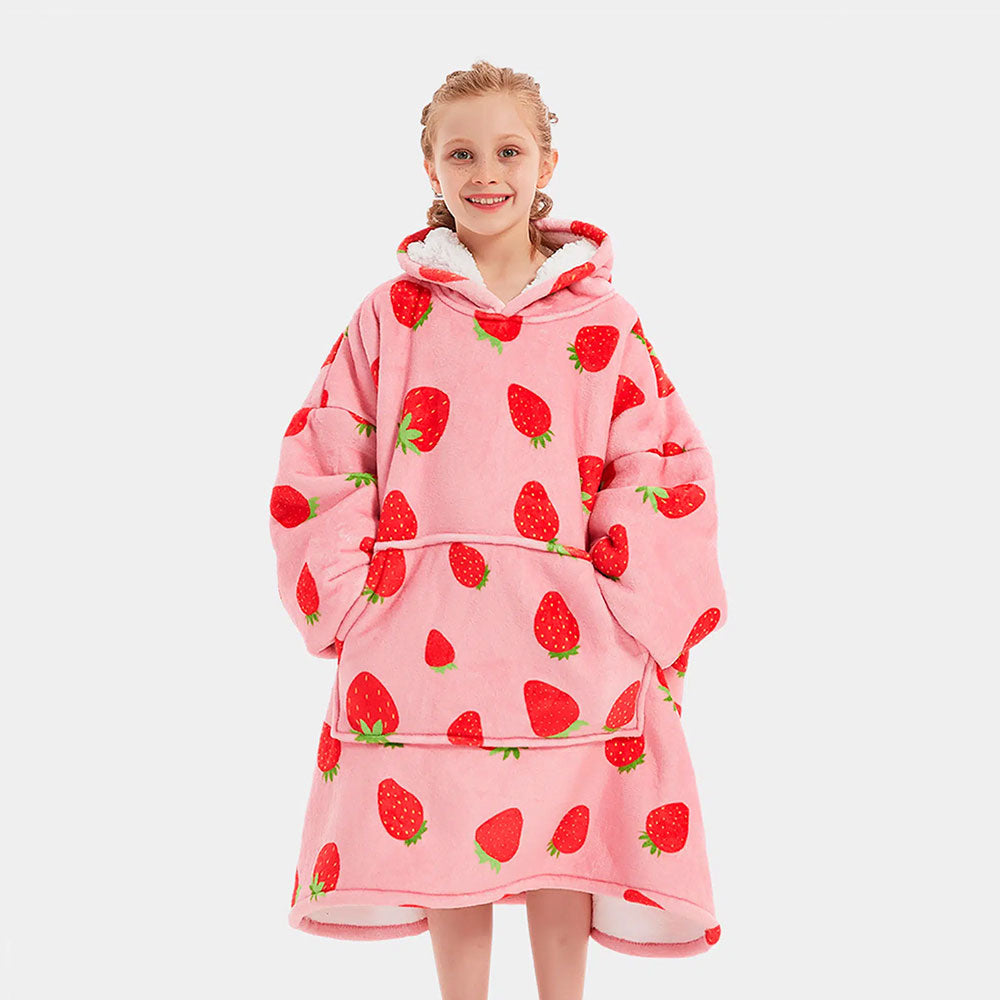 Strawberry Kids Blanket Hoodie