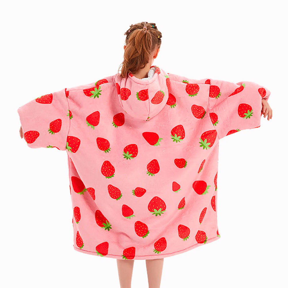 Strawberry Kids Blanket Hoodie