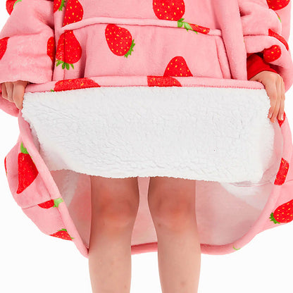 Strawberry Kids Blanket Hoodie