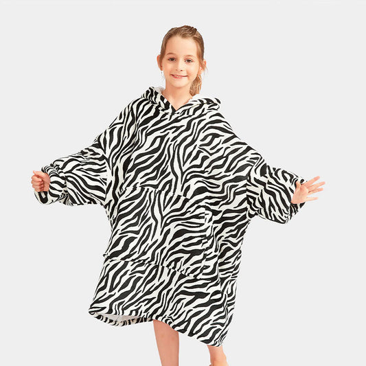 Zebra Kids Blanket Hoodie