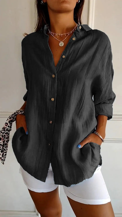 PleatedLuxe Lapel Shirt